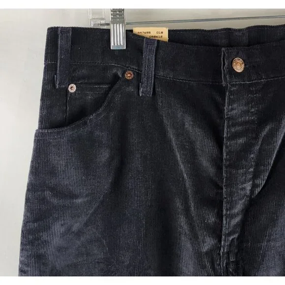 Levis Jeans 550-1517 Mens 36x32 Black Corduroy Vintage Unhemmed USA NWT